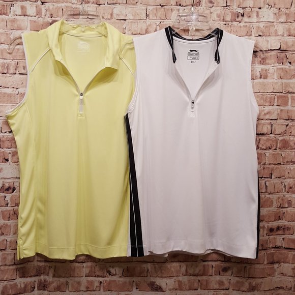 Slazenger Shirts Set of 2 Gold  (1 with collar/1 no collar) Size Large - Picture 6 of 16